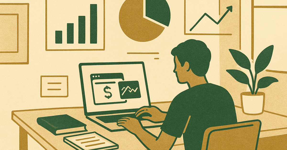 Website owner analyzing high-ticket affiliate revenue strategy on a laptop with charts and notes