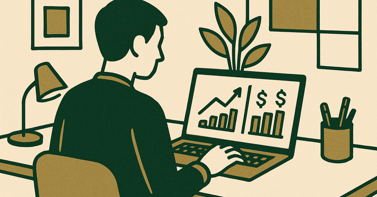 Website owner reviewing display ad revenue metrics and RPM on a laptop dashboard