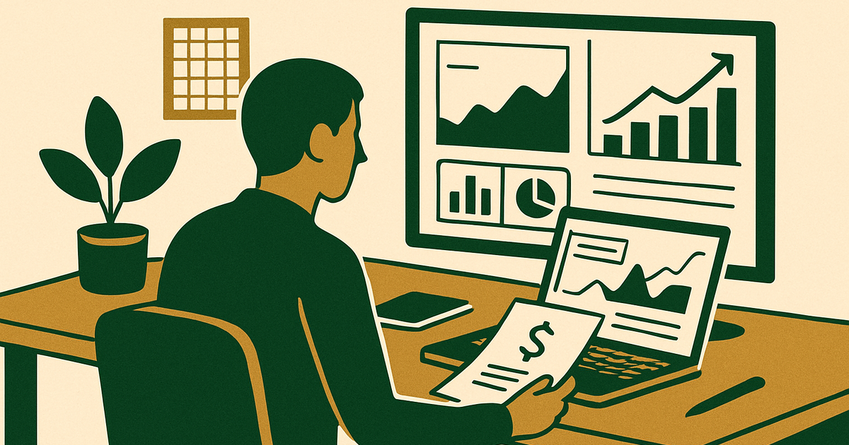 Website owner reviewing traffic, revenue, and valuation metrics before selling a content website