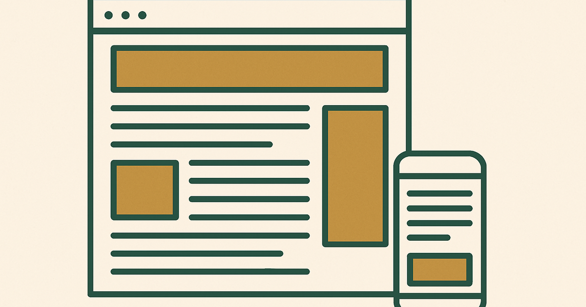Wireframe of a content website showing balanced ad placements in header, in-content, sidebar, and mobile anchor positions