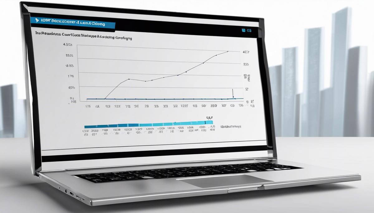 An image of a laptop screen displaying a graph with arrow pointing upwards, symbolizing growth and success in lead scoring.