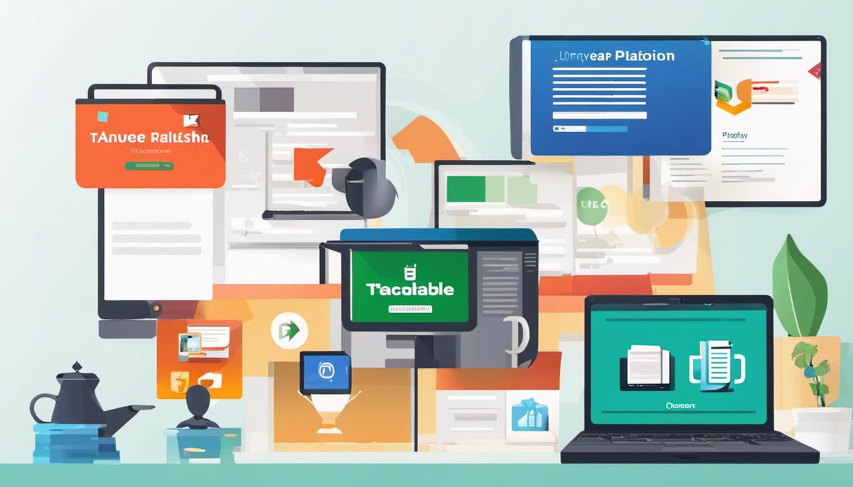 Image depicting four online platforms for course creation, featuring logos of Udemy, Teachable, Coursera, and other platforms.