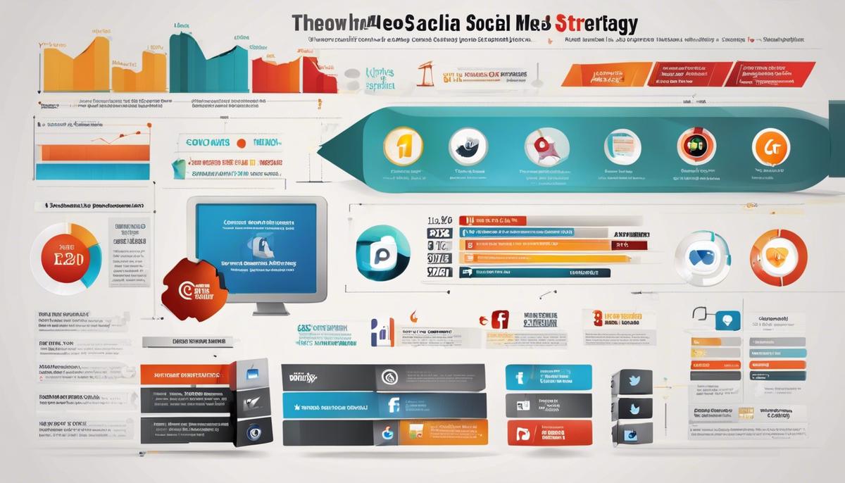 An image showcasing the components of a social media strategy.