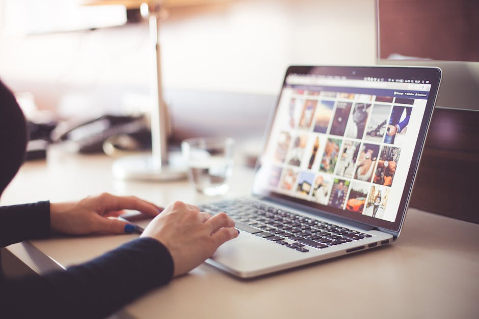 A stock photographer reviewing and editing photos on a computer